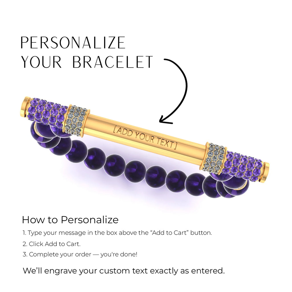 Amethyst & Diamond Baton Bracelet