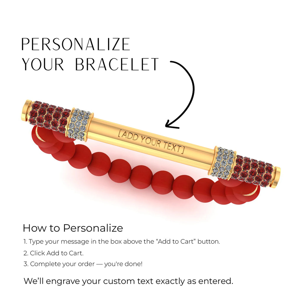 Red Coral & Diamond Baton Bracelet