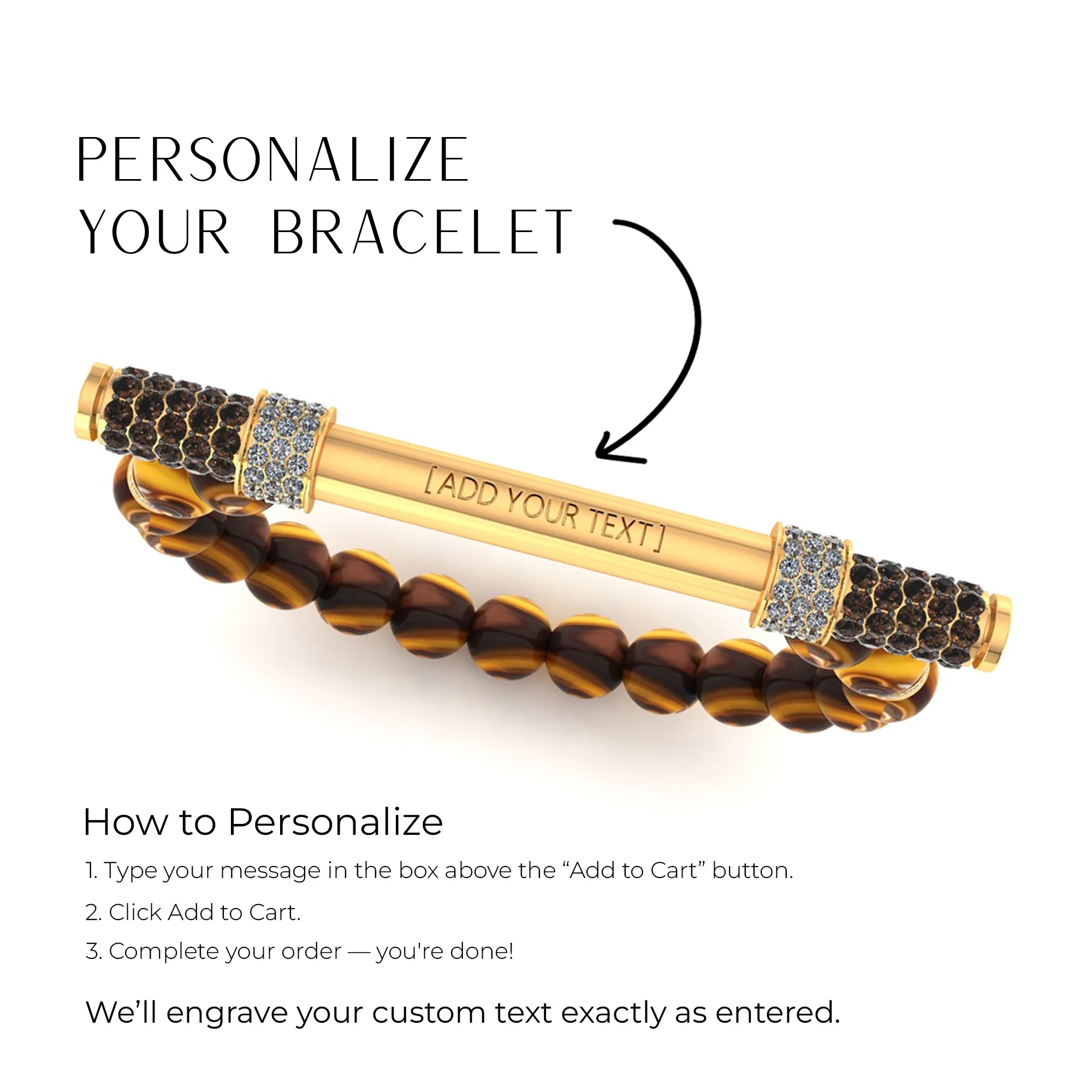 Tiger’s Eye & Diamond Baton Bracelet
