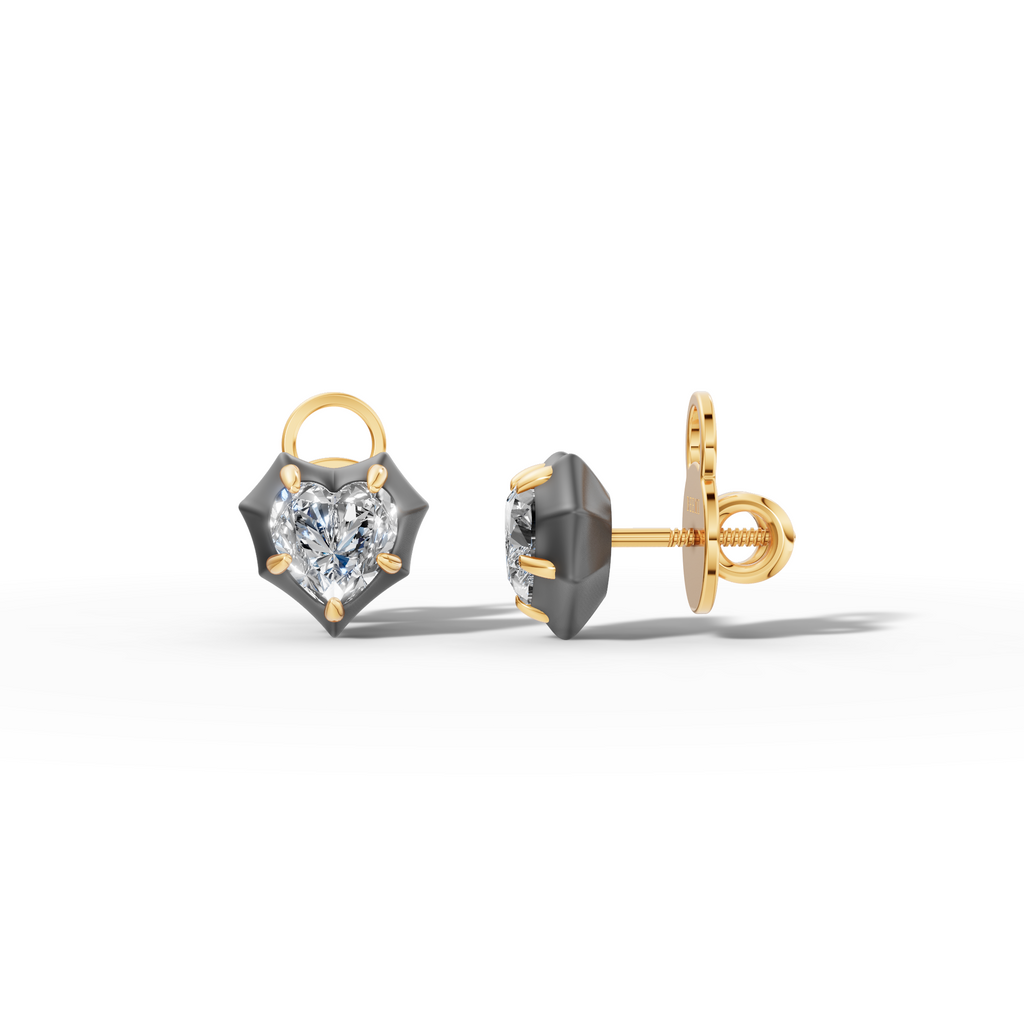 Étoile Heart Solid Gold Studs