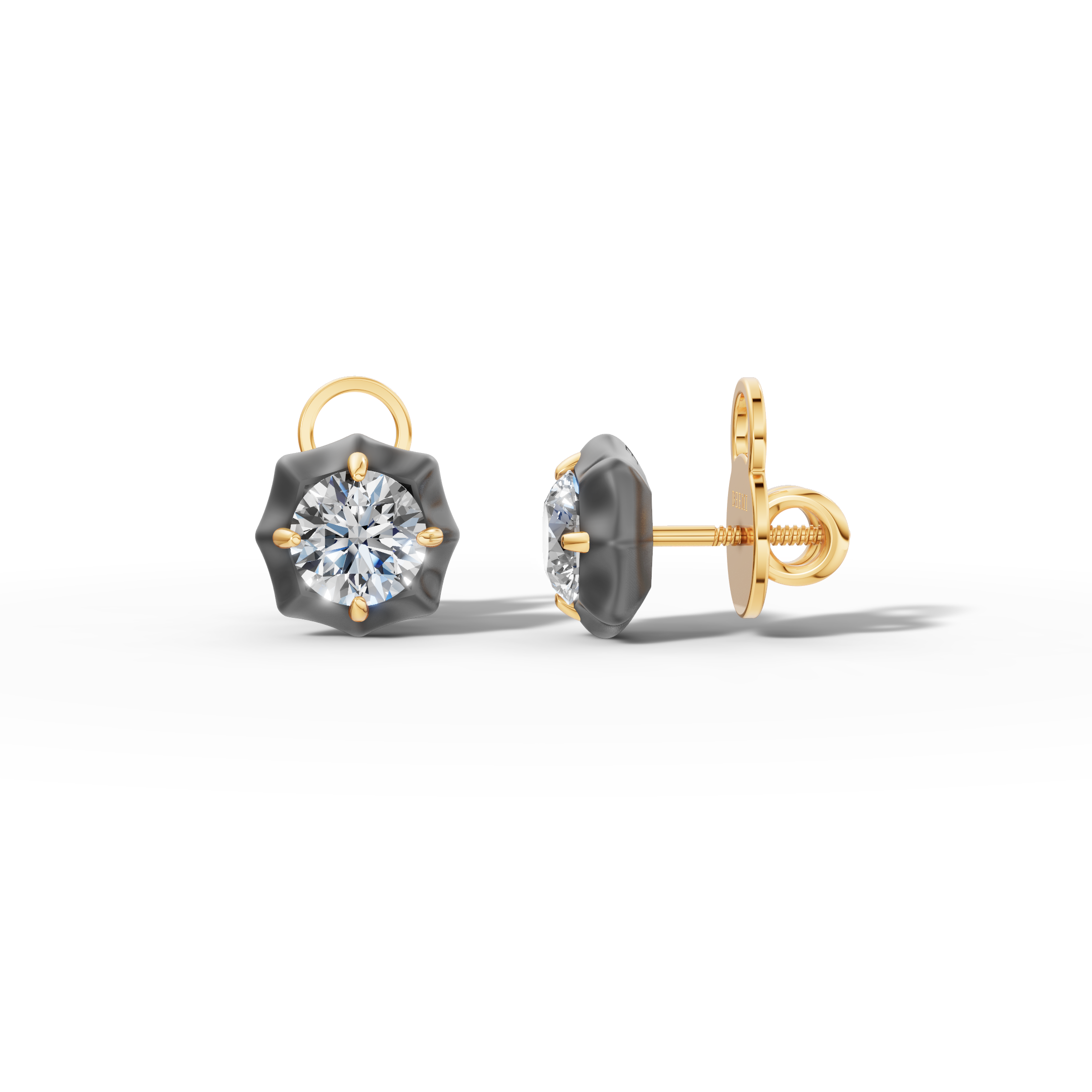 Étoile Round Solid Gold Studs