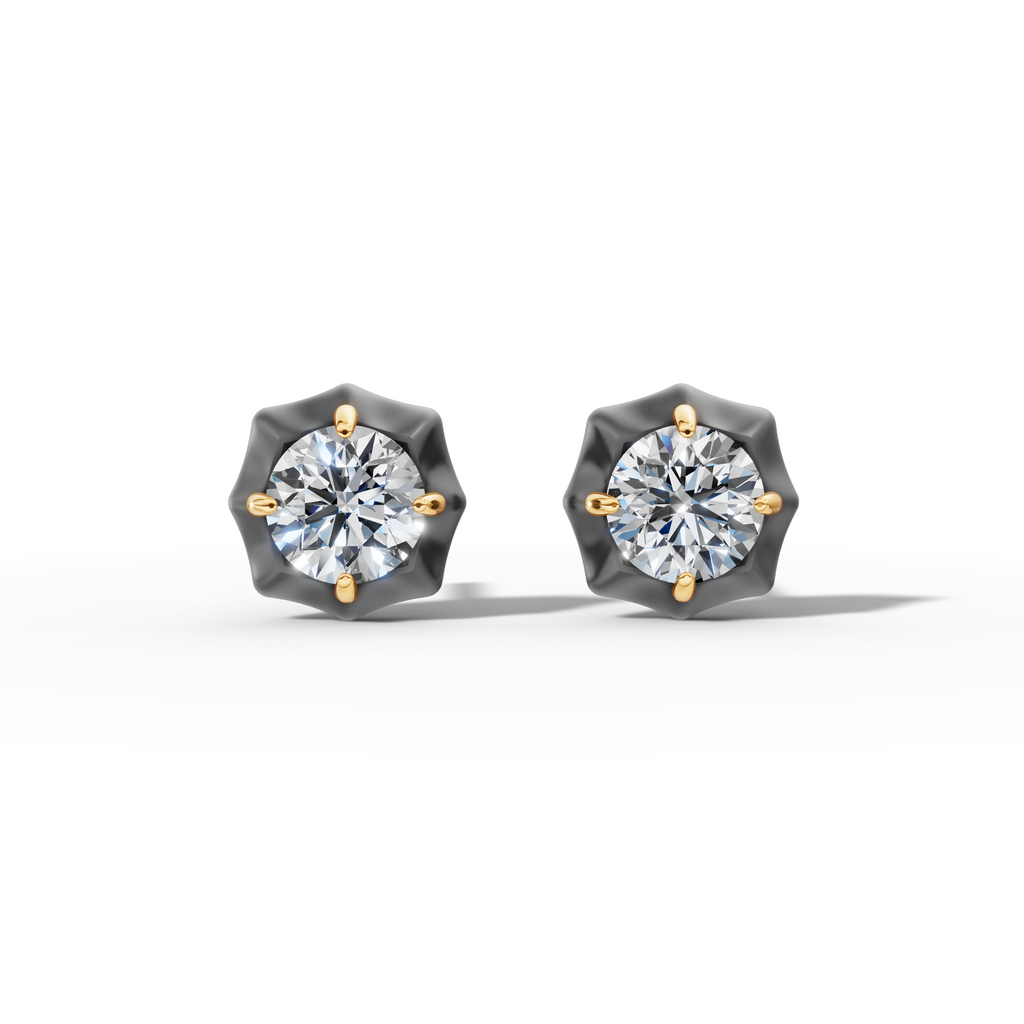 Étoile Round Solid Gold Studs