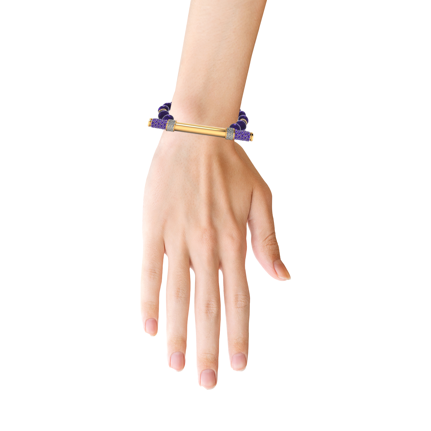 Amethyst & Diamond Baton Bracelet