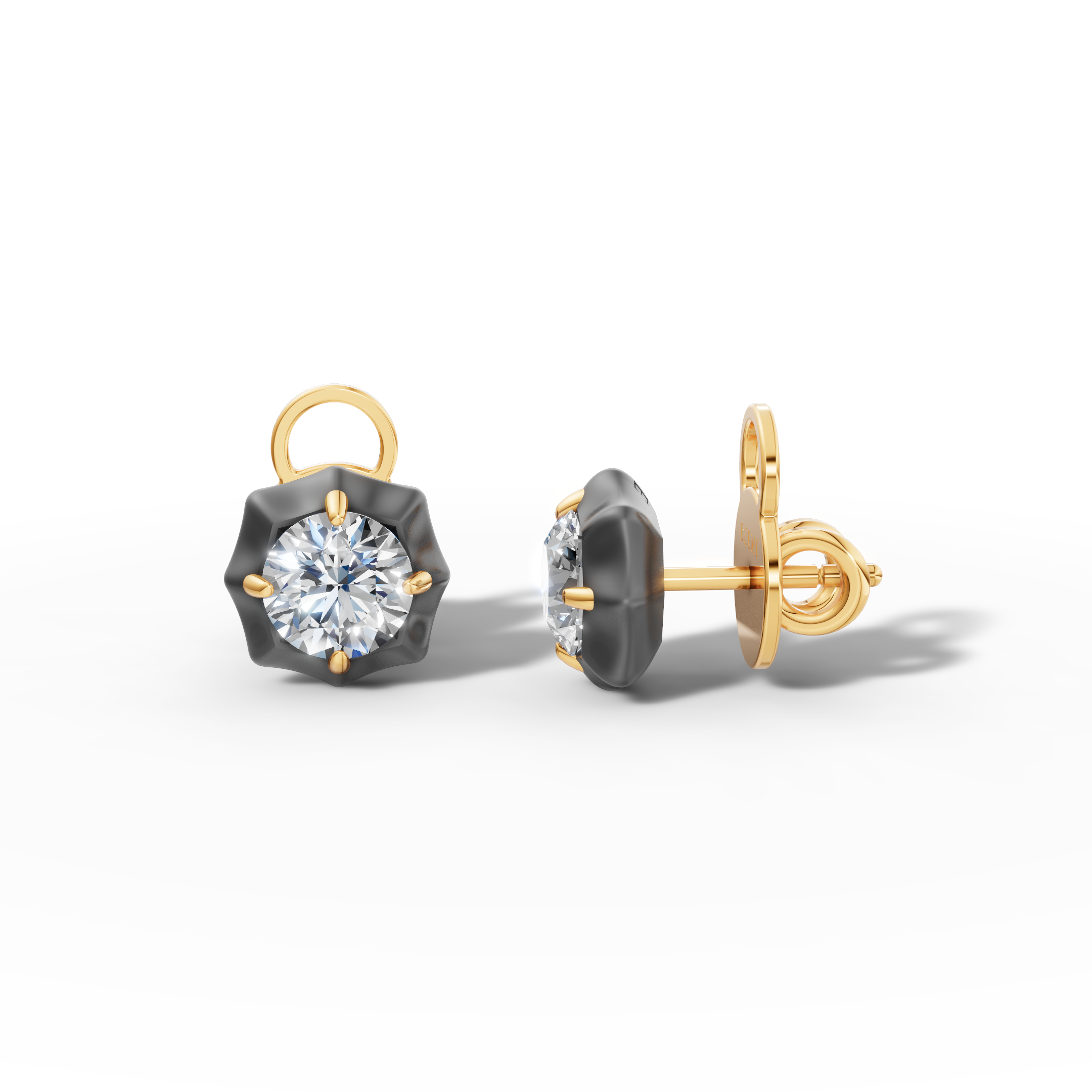 Étoile Round Solid Gold Studs