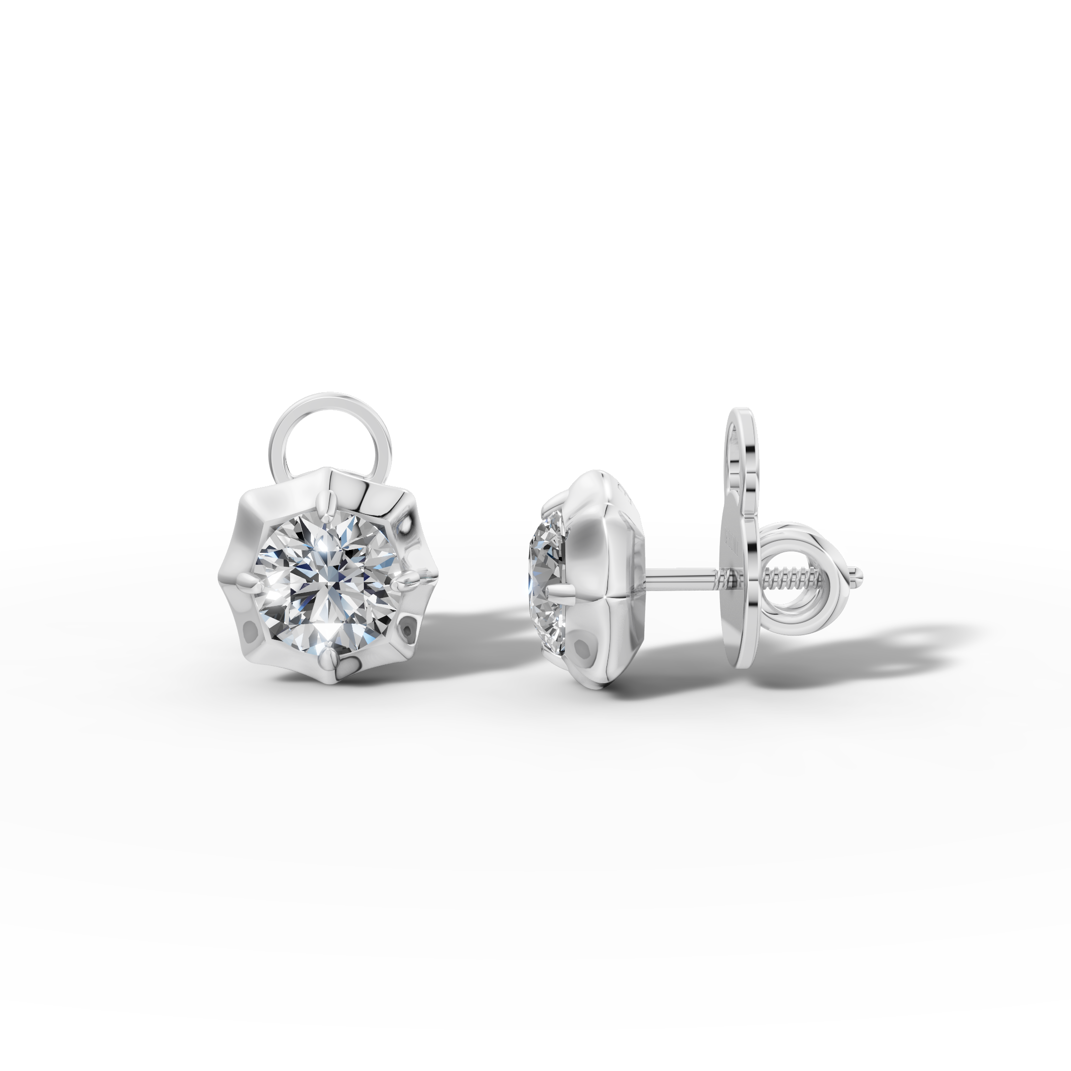 Étoile Round Solid Gold Studs