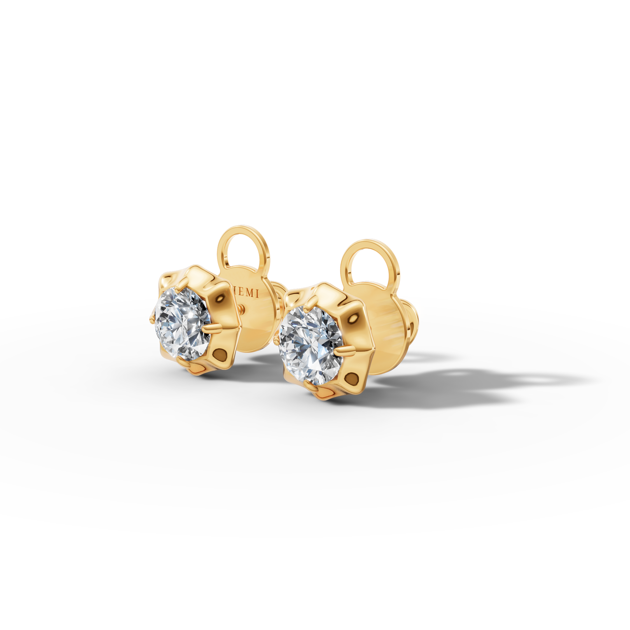 Étoile Round Solid Gold Studs