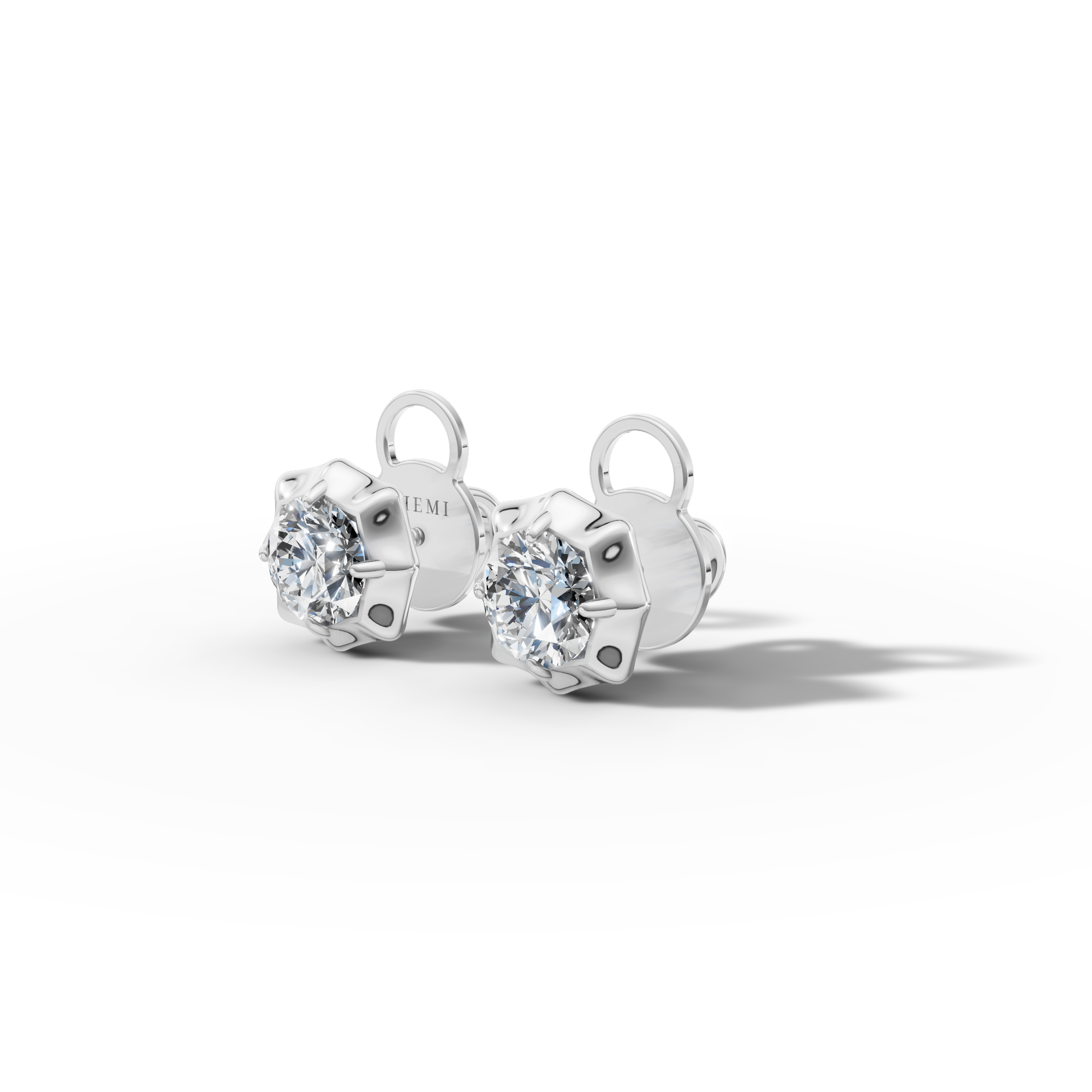 Étoile Round Solid Gold Studs