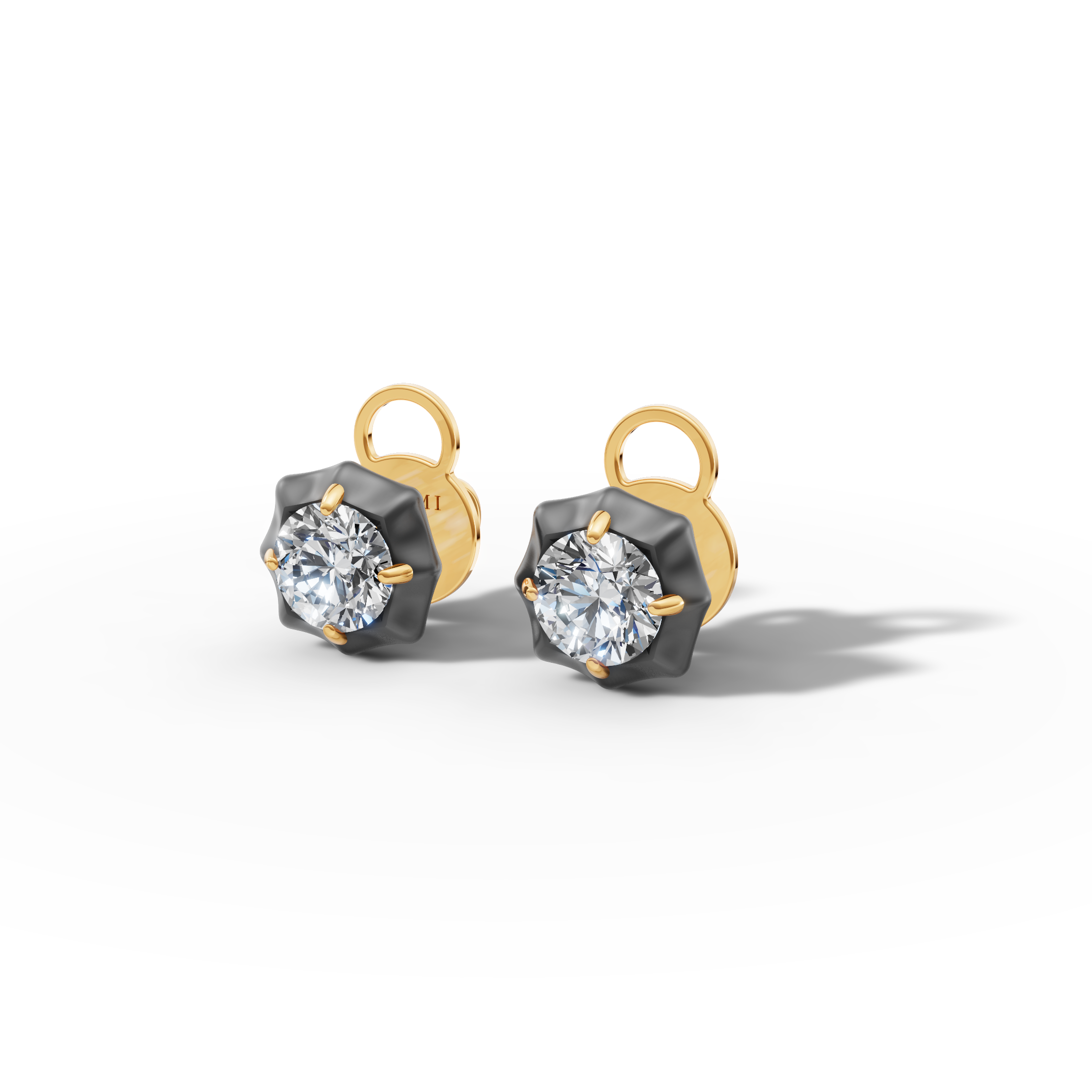 Étoile Round Solid Gold Studs